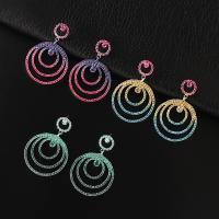 Boucles d'oreilles pendantes en laiton, avec strass, Rond, Placage, bijoux de mode & pour femme & avec strass, plus de couleurs à choisir, 43*64mm, Vendu par paire