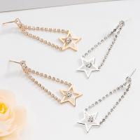 Brass Drop Earring with Rhinestone Star plated fashion jewelry & for woman & with rhinestone 18*53mm Sold By Pair