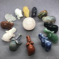 Pedra natural enfeites, Elefante, polido, para casa e escritório, Mais cores pare escolha, 50x30x20mm, vendido por PC