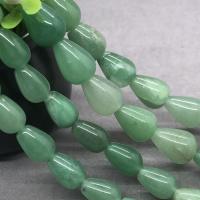 Aventurin perle, Zeleni aventurin, Suza, uglađen, različite veličine za izbor, Prodano Per Približno 15.7 inčni Strand