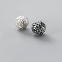 925 Sterling Silver Beads, Round, plated, hollow, more colors for choice, 10mm, Hole:Approx 1.9mm, Sold By PC