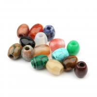 Natural Stone Large Hole Bead Drum DIY Sold By PC