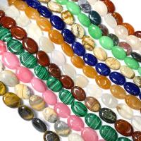 Mixed Gemstone Beads, Natural Stone, Flat Oval, DIY, more colors for choice, 13x18mm, Sold By Strand