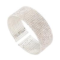 alliage de zinc bracelet manchette, avec strass, beignet, Placage, bijoux de mode & pour femme & avec strass, plus de couleurs à choisir, 55*22mm, Vendu par PC