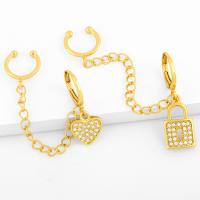 Trendy ear cuffs, Messing, 18K verguld, mode sieraden & micro pave zirconia & voor vrouw, gouden, 76*9mm, Verkocht door PC