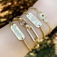 Befestiger Zirkonia Messing Armband, 18K vergoldet, Modeschmuck & Micro pave Zirkonia & für Frau, goldfarben, 140+55*23*1mm, verkauft von Strang