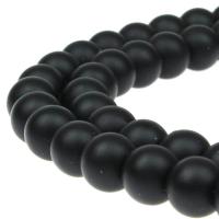 Бусины из поделочных камней, черный камень, Круглая, разный размер для выбора & глазированный, Продан через Приблизительно 15 дюймовый Strand