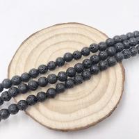 Natürliche Lava Perlen, rund, verschiedene Größen vorhanden, verkauft per ca. 15 ZollInch Strang