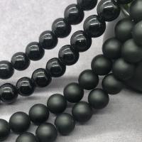 Glas Perle, rund, verschiedene Größen vorhanden & verschiedene Stile für Wahl, schwarz, verkauft per ca. 15 ZollInch Strang