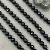 Natürliche schwarze Achat Perlen, Schwarzer Achat, rund, verschiedene Größen vorhanden & facettierte, verkauft per ca. 14.6 ZollInch Strang