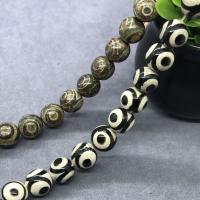 Natürliche Tibetan Achat Dzi Perlen, rund, poliert, drei Augen & verschiedene Größen vorhanden, verkauft per ca. 15 ZollInch Strang