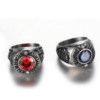 Titanium Čelik Finger Ring, pozlaćen, različite veličine za izbor & micro utrti kubni cirkonij & za čovjeka, više boja za izbor, Prodano By PC