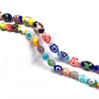 Millefiori Lampwork Beads, Oval, DIY & different size for choice, multi-colored, Sold By Strand