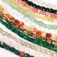 Mixed Gemstone Beads, Natural Stone,  Square, DIY & faceted, more colors for choice, 8x8x5mm, Sold By Strand