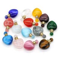 Cats Eye Perfume Bottle Pendant, Heart, DIY, more colors for choice, 24x36mm, Sold By PC