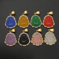 Stainless Steel Pendants, with Jade Malaysia, Buddha, plated, different color and pattern for choice & DIY, more colors for choice, 28*47mm, Sold By PC