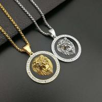 Stainless Steel Pendants 316 Stainless Steel Lion plated & DIY & with rhinestone 48*35mm Sold By PC
