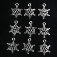 Pingentes de liga de zinco, Floco de neve, banhado, joias de moda & DIY, prateado, 15*20mm, vendido por PC
