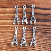 Pendentifs en alliage de zinc, Tour Eiffel, Placage, bijoux de mode & DIY, argent, 8*29mm, Vendu par PC