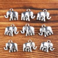 Zinc Alloy Animal Pendler, Elephant, forgyldt, du kan DIY, sølv, 5*18*20mm, Solgt af PC