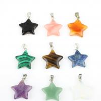 Gemstone Pendants Jewelry, Star, polished, DIY & different styles for choice, more colors for choice, 21*25*6mm, Sold By PC