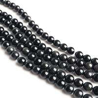 Schwarze Obsidian Perlen, rund, poliert, verschiedene Größen vorhanden, keine, verkauft per ca. 15.4 ZollInch Strang