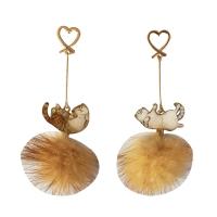 Tibetan Style Drop Earrings, Cat, gold color plated, for woman & enamel, nickel, lead & cadmium free, 30x80mm, Sold By Pair