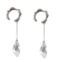 Tibetan Style Drop Earrings, with Resin, plated, fashion jewelry & with rhinestone, silver color, Sold By Pair