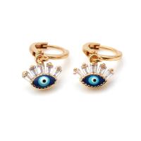 Evil Eye Earrings, Brass, fashion jewelry, golden, Sold By Pair