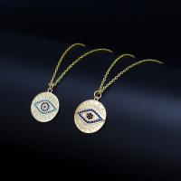Evil Eye Jewelry Necklace, Brass, with Cubic Zirconia, fashion jewelry & Unisex, more colors for choice, 460x60mm, Sold By Strand