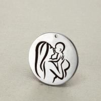 Stainless Steel Pendant Round plated Mother Day Jewelry 25mm Sold By Bag