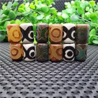 Natural Tibetan Agate Dzi Beads, plated, durable & DIY, more colors for choice, 14x40mm, 5PCs/Lot, Sold By Lot