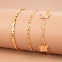 Tibetan Style Anklet, three pieces & fashion jewelry, golden, Sold By Set
