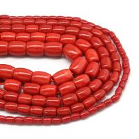 Prirodni Red ahat perle, Red Agate, Kolona, uglađen, možete DIY, crven, Prodano By Strand