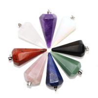 Gemstone Pendants Jewelry, Conical, plated, DIY & different styles for choice, more colors for choice, 40*17mm, Sold By PC