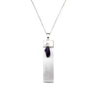 Gemstone Pendants Jewelry Gypsum with Schorl & Amethyst Rectangle polished fashion jewelry & for woman 40-60*10-20mm Sold By Bag