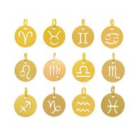 Stainless Steel Pendants, 12 Signs of the Zodiac, gold color plated, DIY, more colors for choice, 12x17mm,1.1mm, 10PCs/Bag, Sold By Bag