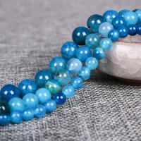 Perles agate veines de dragon naturelles, Rond, poli, normes différentes pour le choix, bleu, Vendu par Environ 15.4 pouce brin