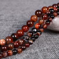 Natürliche Streifen Achat Perlen, rund, poliert, verschiedene Größen vorhanden, Henna Rot, verkauft per ca. 15.7 ZollInch Strang