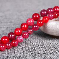 Perles agate veines de dragon naturelles, Rond, poli, normes différentes pour le choix, rouge, Vendu par Environ 15.4 pouce brin