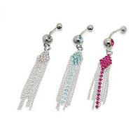 Stainless Steel Belly Ring, Tibetan Style, with 316L Stainless Steel, plated, with rhinestone, more colors for choice, 5mm,1.6*16mm, 10PCs/Lot, Sold By Lot