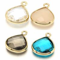Brass Jewelry Pendants with Glass Teardrop gold color plated Approx 1.5mm Sold By Lot