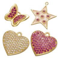 Cubic Zirconia Micro Pave Brass Pendant plated & micro pave cubic zirconia & enamel Sold By Lot