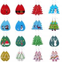 Christmas Earrings, PU Leather, plated, fashion jewelry & different styles for choice & for woman, more colors for choice, Sold By Pair