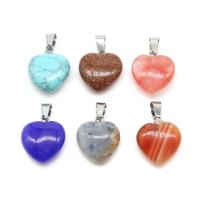 Gemstone Vedhæng Smykker, Ædelsten, Heart, poleret, du kan DIY & forskellig størrelse for valg & forskellige stilarter for valg, flere farver til valg, 5pc'er/Bag, Solgt af Bag