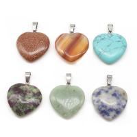 Gemstone Pendants Jewelry, Heart, polished, DIY & different styles for choice, more colors for choice, 29*15*7mm, 5PCs/Bag, Sold By Bag