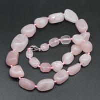 Quartz Necklace, Rose Quartz, irregular, polished, fashion jewelry & for woman, pink, 18*25mm, Sold By Strand