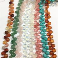 Mixed Gemstone Beads, Natural Stone, Teardrop, polished, different materials for choice, more colors for choice, 12x10x5mm, Hole:Approx 1.5mm, Approx 33PCs/Strand, Sold Per Approx 15.7 Inch Strand