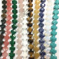 Piedras preciosas perlas mixtos, Piedra natural, Cruces, pulido, diferentes materiales para la opción & facetas, más colores para la opción, 12x12x6mm, agujero:aproximado 1.5mm, aproximado 17PCs/Sarta, Vendido por Sarta