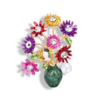 Zinc Alloy Brooches with Plastic Pearl for woman & with rhinestone multi-colored nickel lead & cadmium free Sold By PC